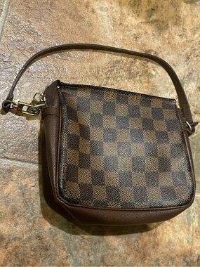 Auth LOUIS VUITTON LV monogram Trousse Damier Ebene Cosmetics Pouch Bag Purse 💕🔥
